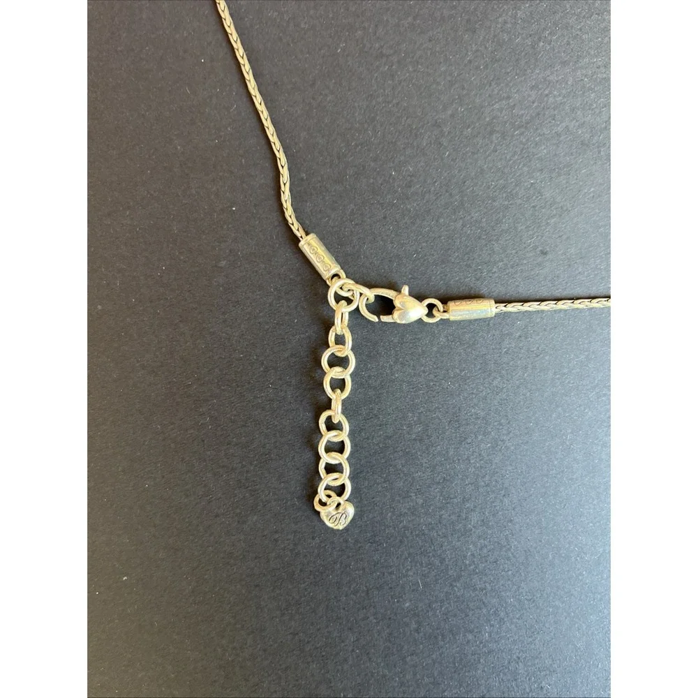 Brighton Floating Heart Badge Lanyard ID Holder Silver Plated Retired 32